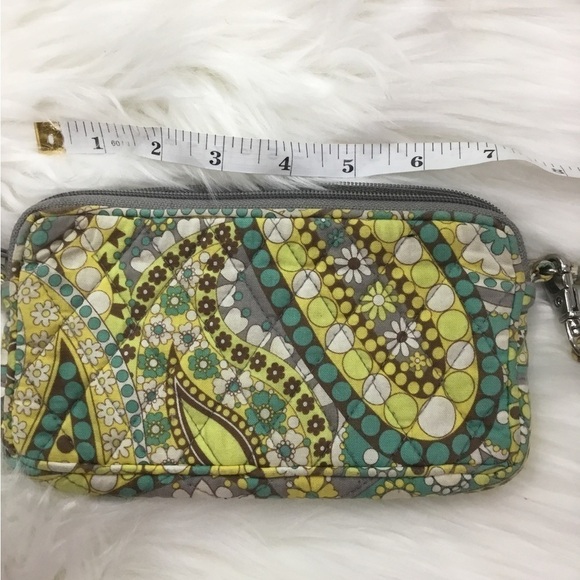 Vera Bradley larger wristlet green gray yellow turquoise brown - Picture 9 of 9